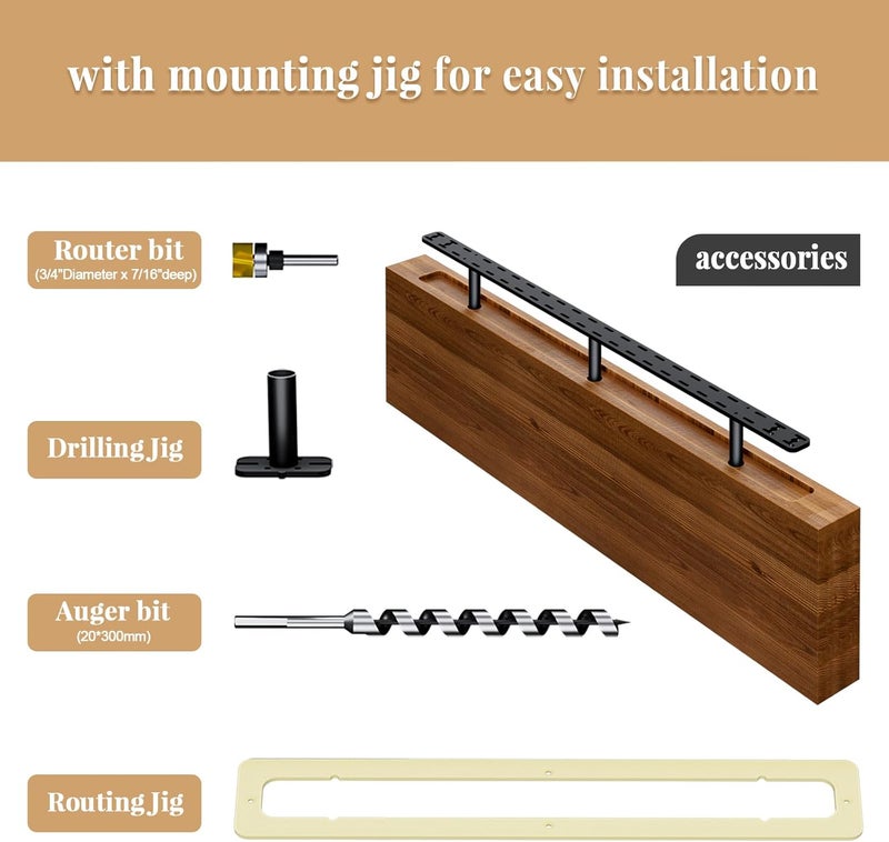 Craftersmark 2pcs Floating Shelf Hardware Heavy Duty Hidden Shelf Brackets Support,Wall Mounting Invisible Floating Shelves Bracket with Jig (40" x 8" x 1.5") - Image 4